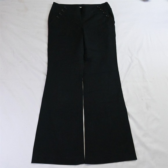 LOFT 6 Black Kate Side Zip Sailor Button Trouser Flare Dress Pants - Picture 1 of 5